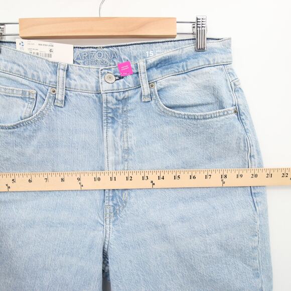Arizona Jeans Light Wash Blue Distressed Raw Hem High Rise Vintage Straight 15 - Picture 5 of 14